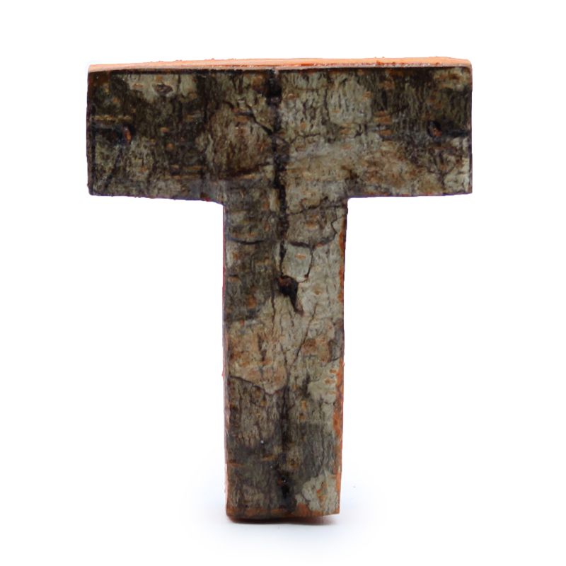 Rustieke Schors Letter - T - 7cm