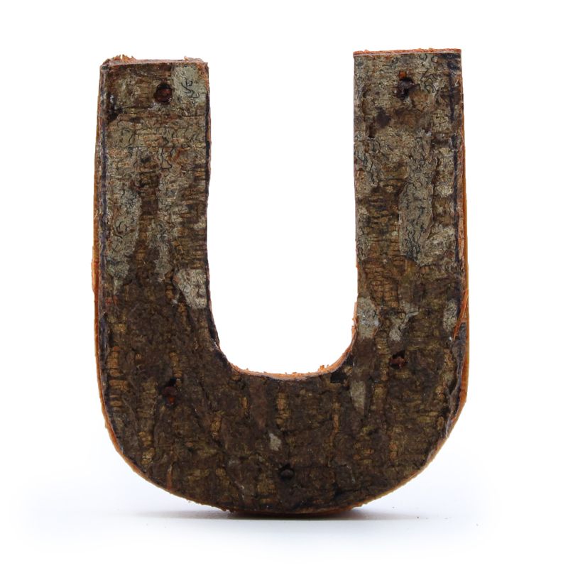 Rustieke Schors Letter - U - 7cm