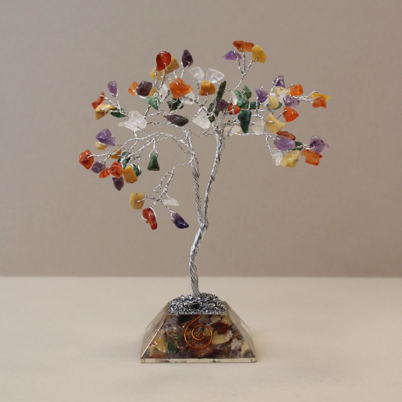 Edelsteen Boom met Orgonite Basis - 80 Steen - Multi