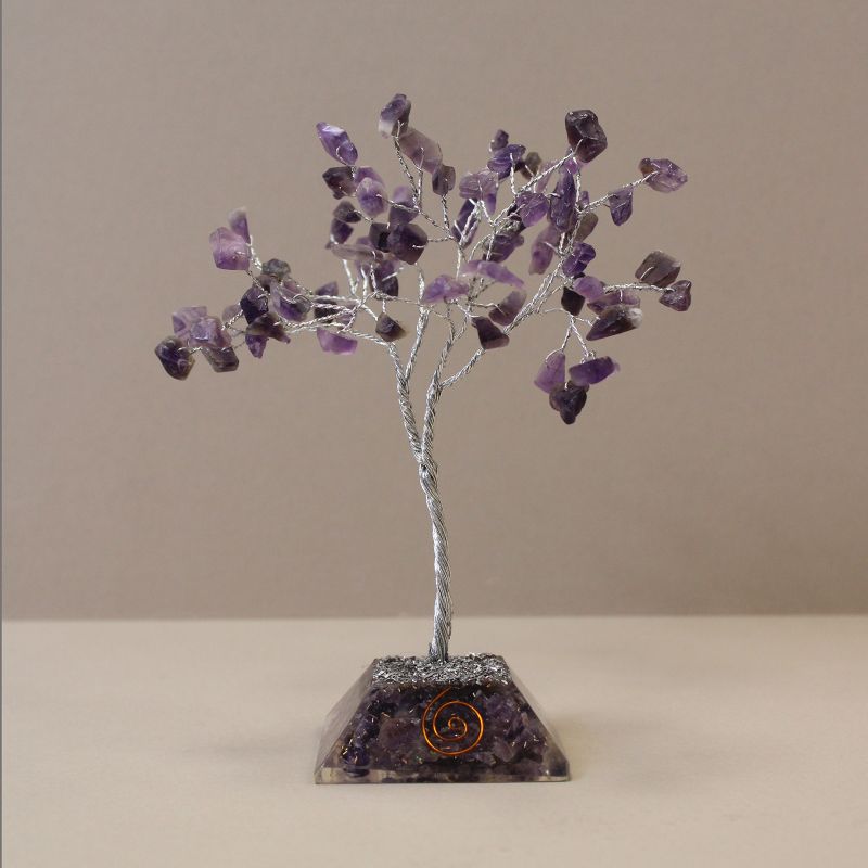 Edelsteenboom met Orgonite Basis - 80 Stone - Amethist