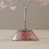 Edelsteen Boom met Orgonite Basis - 80 Stone - Rozenkwarts