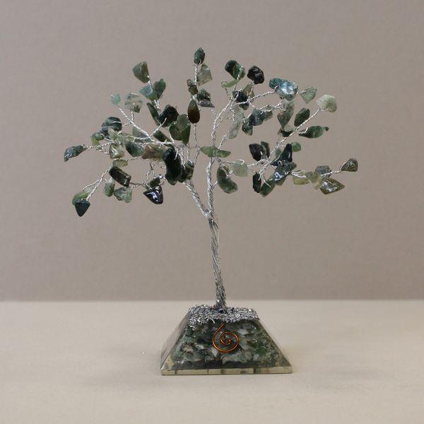 Edelsteen Boom met Orgonite Basis - 80 Steen - Mosagaat