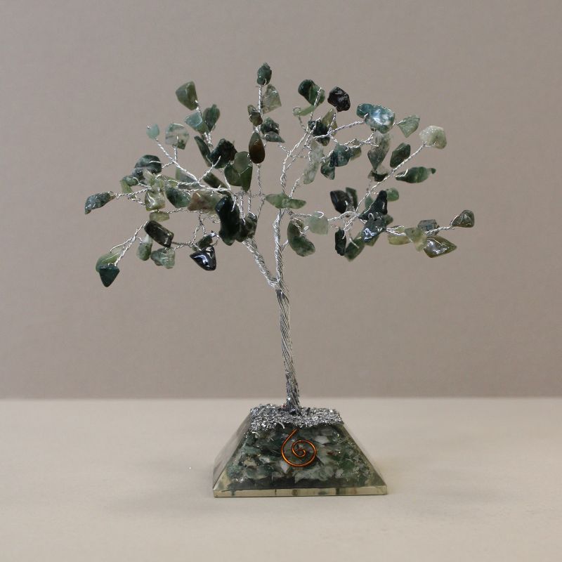 Edelsteen Boom met Orgonite Basis - 80 Steen - Mosagaat