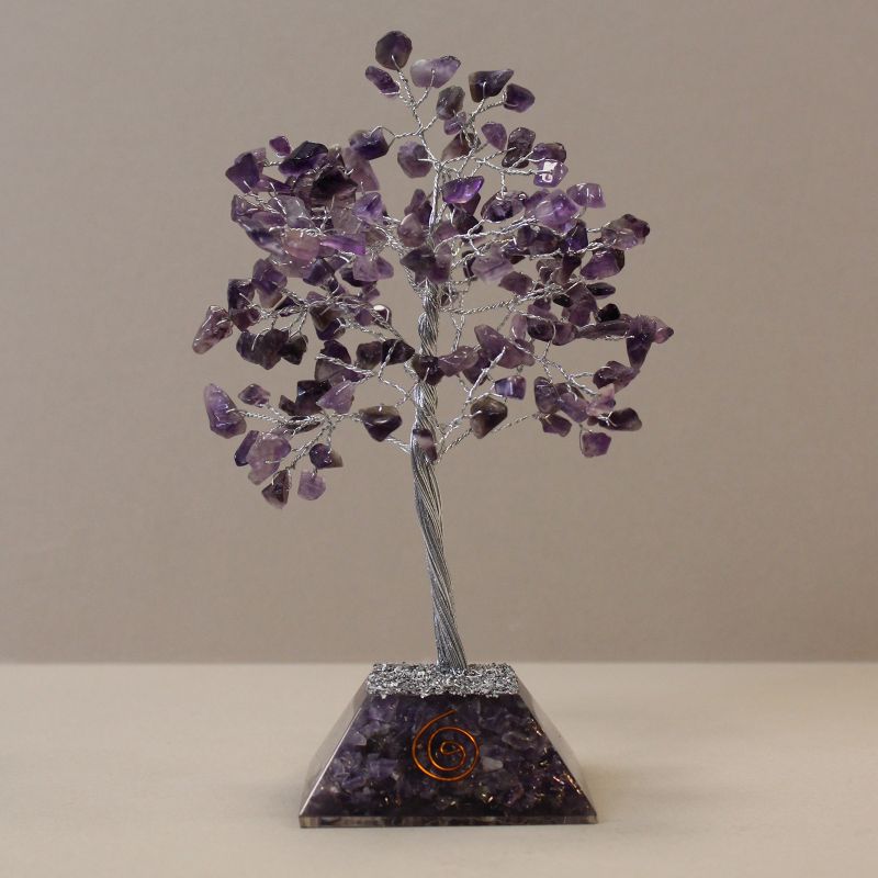 Edelsteen Boom met Orgonite Basis - 160 Stone - Amethist