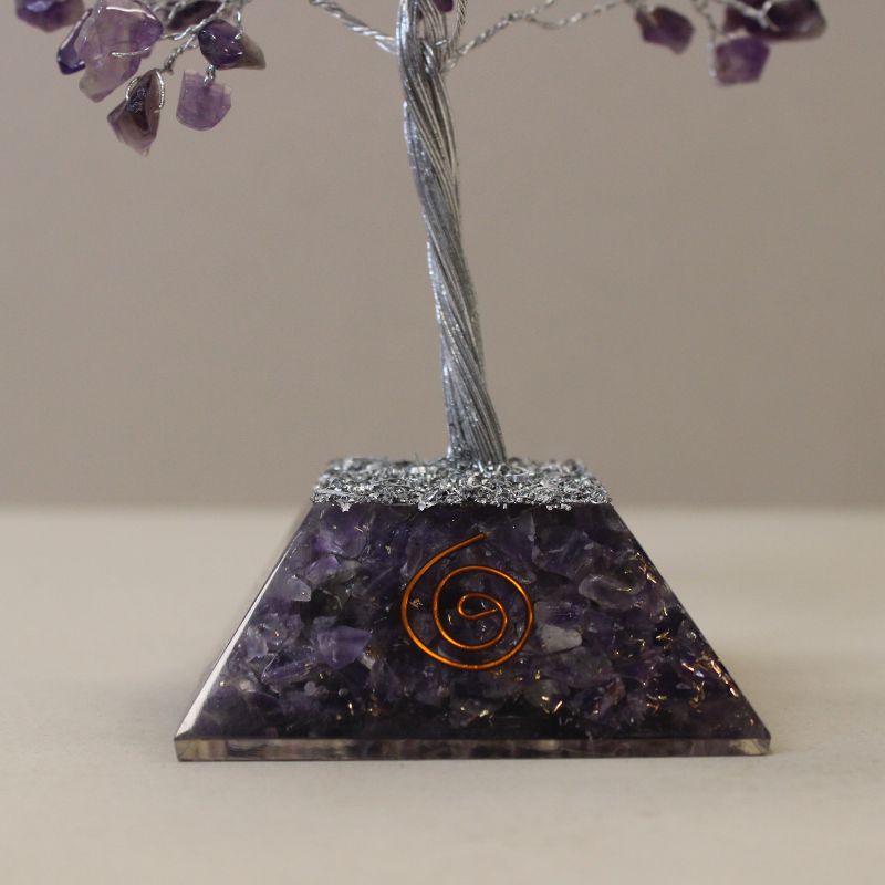 Edelsteen Boom met Orgonite Basis - 160 Stone - Amethist