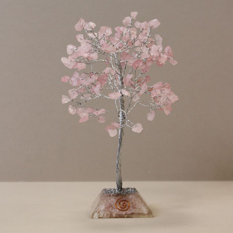 Edelsteen Boom met Orgonite Basis - 160 Steen - Rozenkwarts
