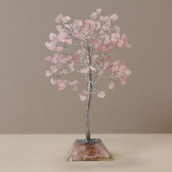 Edelsteen Boom met Orgonite Basis - 160 Steen - Rozenkwarts