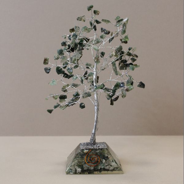 Edelsteen Boom met Orgonite Basis - 160 Steen - Mosagaat
