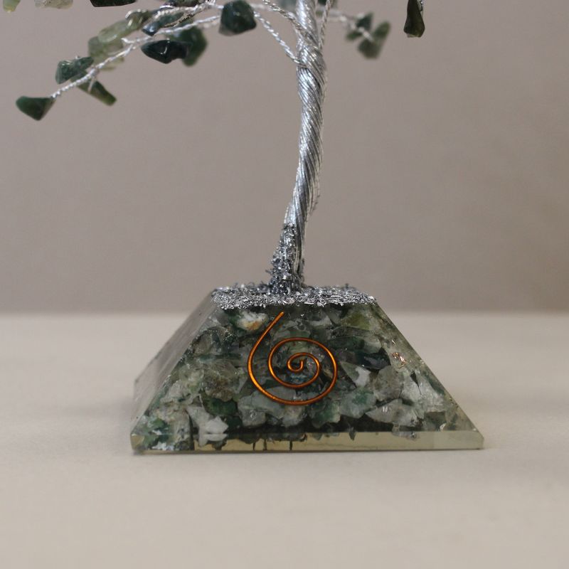 Edelsteen Boom met Orgonite Basis - 160 Steen - Mosagaat