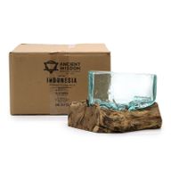 Gesmolten Glas op hout met standaard - Large Kom