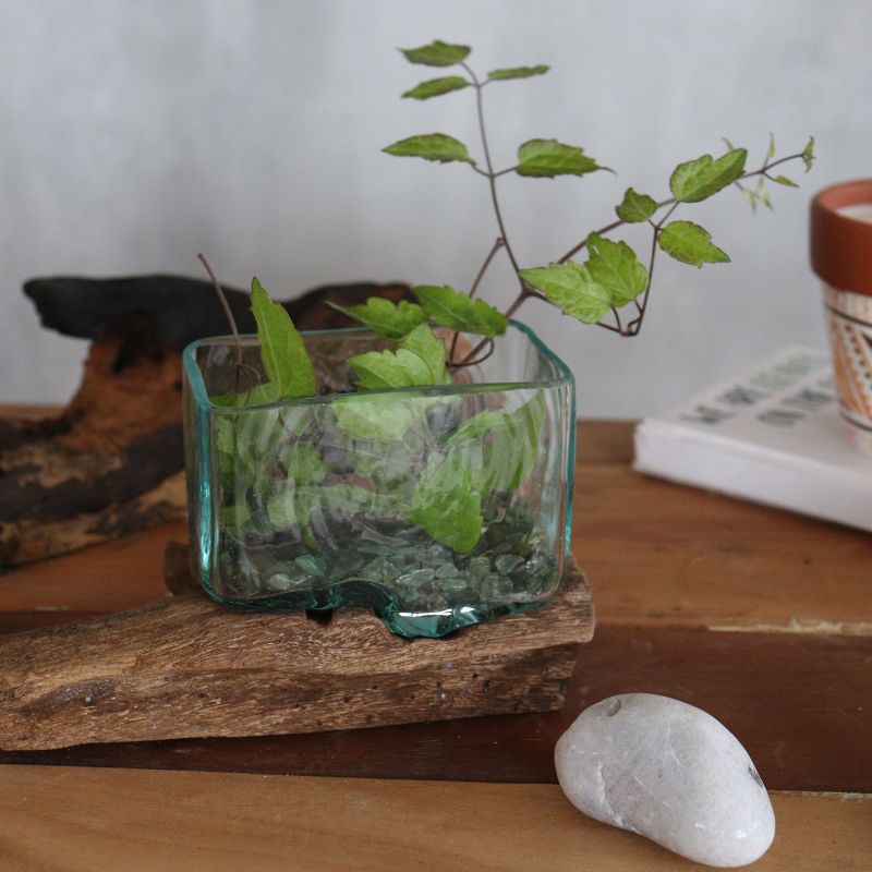 Gesmolten Glas op hout met standaard - Small Kom