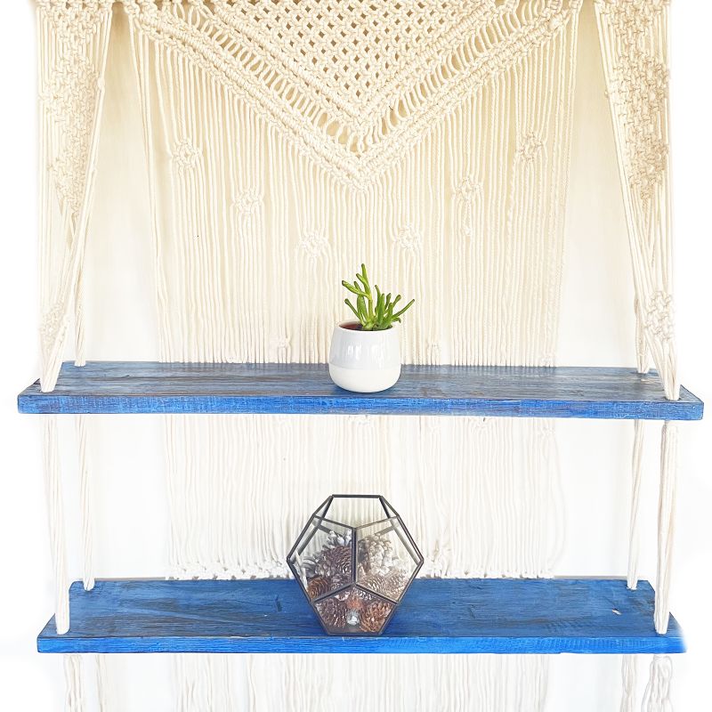 Macramé met Hangende Planken - Blauw