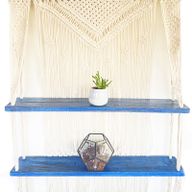 Macramé met Hangende Planken - Blauw