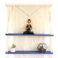 Macramé met Hangende Planken - Blauw