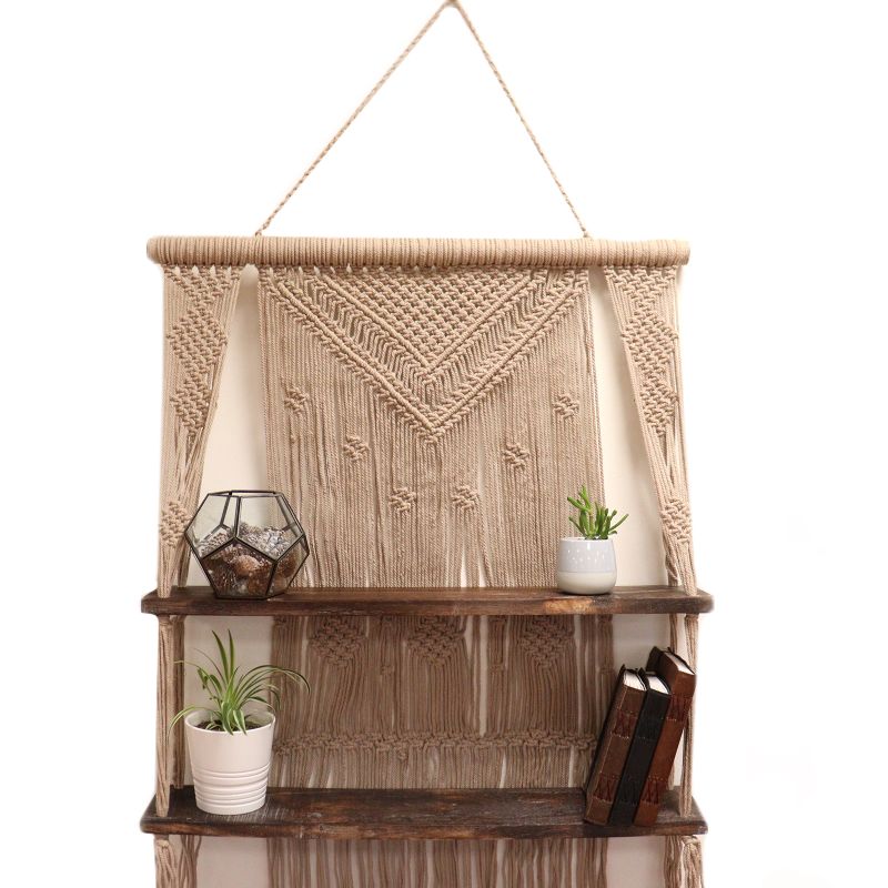 Macramé met Hangende Planken - Bruin