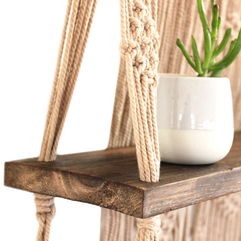Macramé met Hangende Planken - Bruin