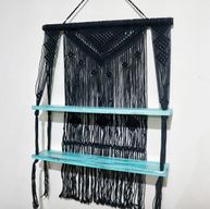 Macramé met Hangende Planken - Turkoois
