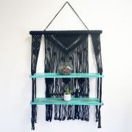 Macramé met Hangende Planken - Turkoois