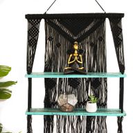 Macramé met Hangende Planken - Turkoois