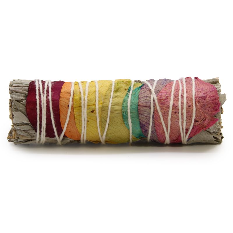 Smudge Stick - 7 Chakra's Rozenblaadjes Salie - 10cm (Chakra)