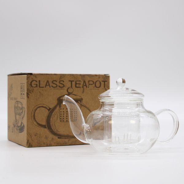 Glazen Theepot - Rond Model - 400ml - Geschenkverpakking