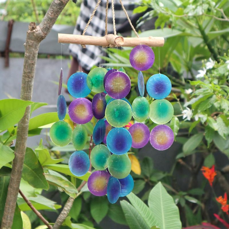 Groene & Paarse Drijfhout Kruis Chime