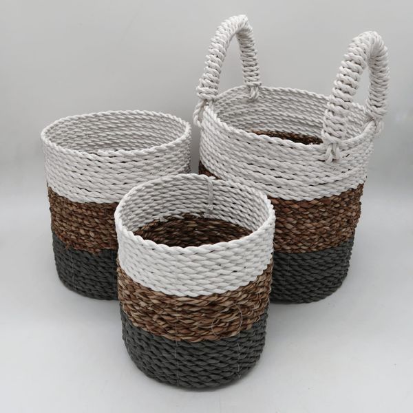 Mandenset - Zeegras - Grijs / Naturel / Wit