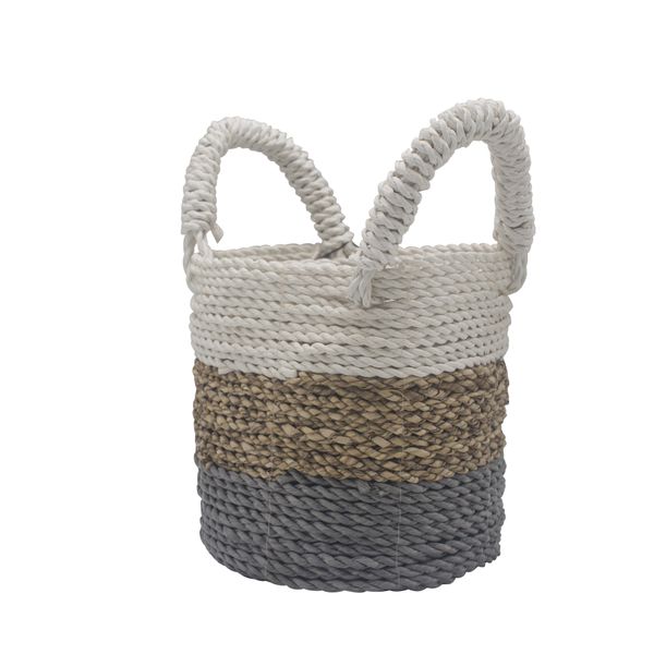 Mandenset - Zeegras - Grijs / Naturel / Wit