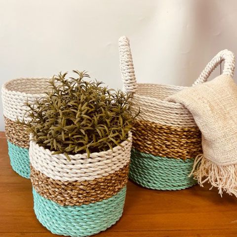Mandenset - Zeegras - Groen / Naturel / Wit