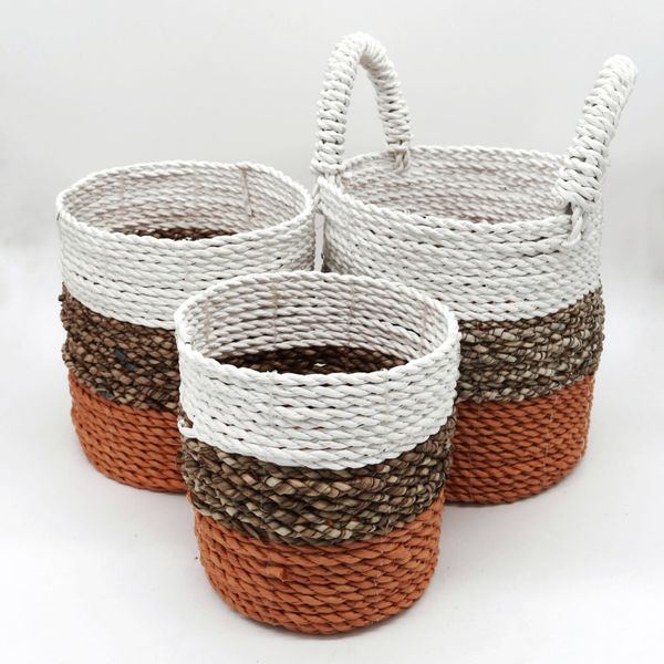 Mandenset - Zeegras - Orange / Naturel / Wit