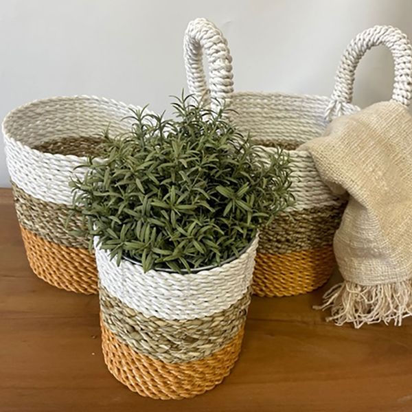 Mandenset - Zeegras - Orange / Naturel / Wit