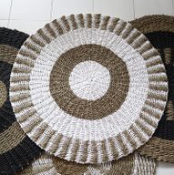 Zeegras Tapijt - Rond - Wit & Bruin - Dia 1 m