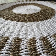 Zeegras Tapijt - Rond - Wit & Bruin - Dia 1 m