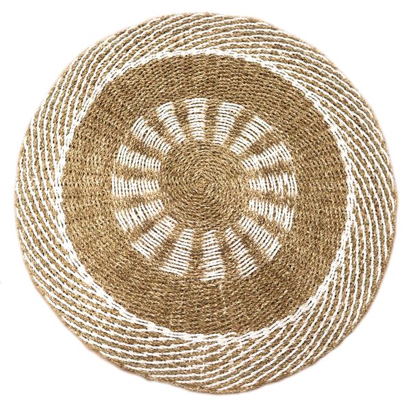 Rond Vloerkleed Zeegras - Wit & Tan - Binnenzon - 1m