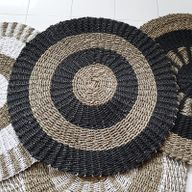 Zeegras Tapijt - Rond - Zwart & Bruin - Dia 1 m