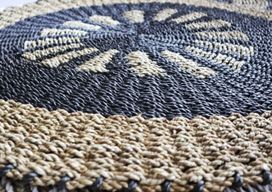 Zeegras Tapijt - Rond - Zwart & Bruin - Dia 1m