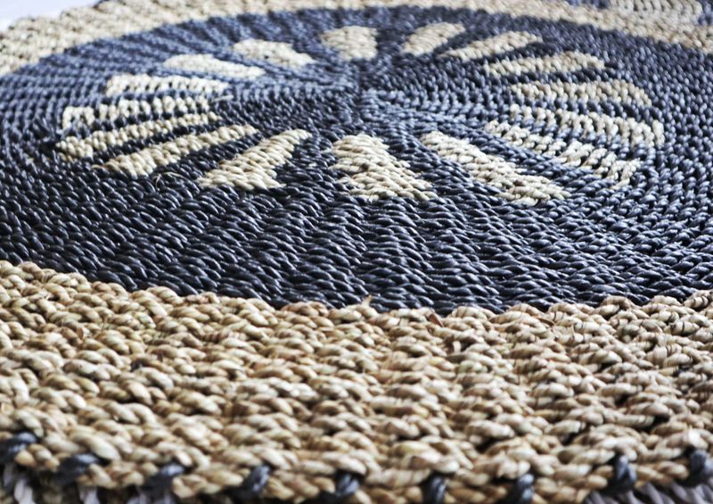 Zeegras Tapijt - Rond - Zwart & Bruin - Dia 1m