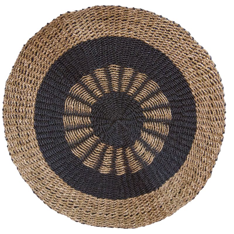 Zeegras Tapijt - Rond - Zwart & Bruin - Dia 1m