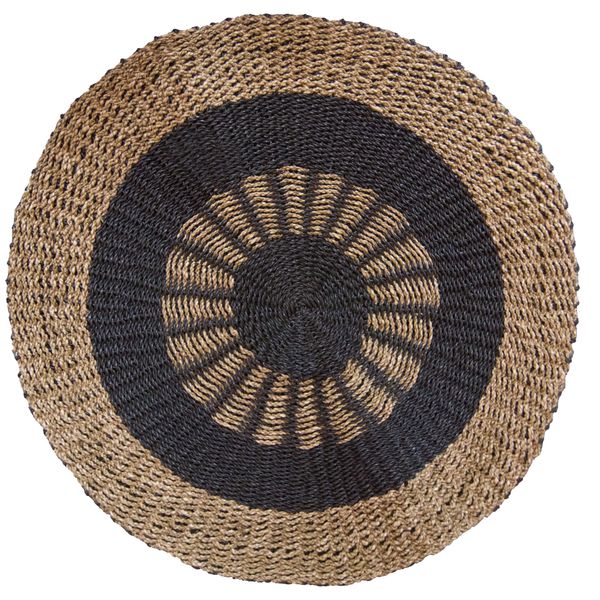 Zeegras Tapijt - Rond - Zwart & Bruin - Dia 1m