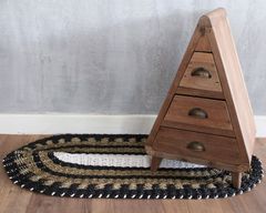Ovaal Zeegras Zwart, Wit & Tan - Klassiek - 60x120cm