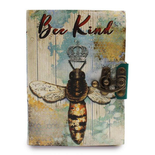 Leren Notitieboekje "Bee Kind" met Gekartelde Bladzijden