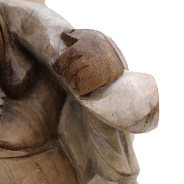 Handgesneden Boeddhabeeld - 30cm Bring Wood - Whitewash