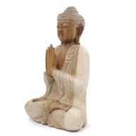 Hand Gesneden Boeddha Beelden - 40cm Welkom - Whitewash