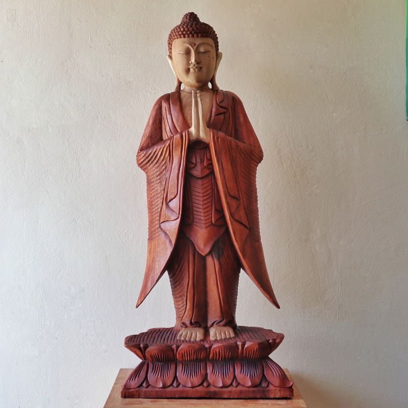 Hand Gesneden Boeddha Beeld - 100cm Welkom