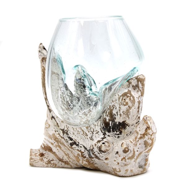 Gesmolten Glas op Whitewashed Stronk - Medium Kom