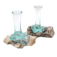 Gesmolten Glas op Whitewashed Stronk - Small - Vaas