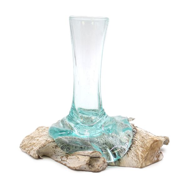 Gesmolten Glas op Whitewashed Stronk - Small - Vaas