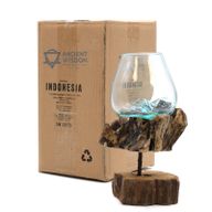 Gesmolten Glas op hout met standaard - Medium Kom