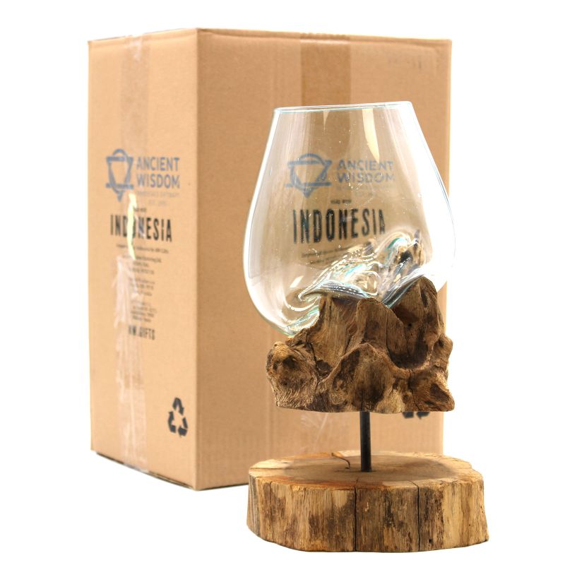 Gesmolten Glas op hout met standaard - Large Bowl