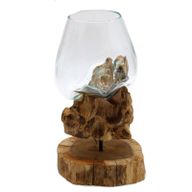 Gesmolten Glas op hout met standaard - Large Bowl